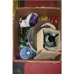 LOT OF ASSORTED GLASSWARE,HOUSEWARES INCL