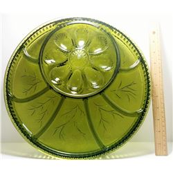 VINTAGE GREEN GLASS ROUND TRAY