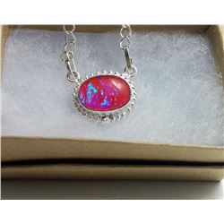 PINK FIRE OPAL PENDANT ON CHAIN
