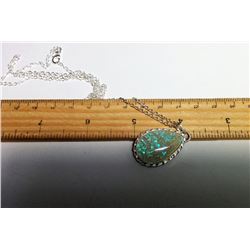 WHITE FIRE OPAL PENDANT & CHAIN