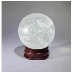 NATURAL WHITE QUARTZ SPHERE & STAND