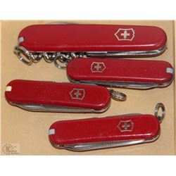 LOT OF 4 SWISS POCKET TOOLS/KNIVES