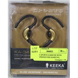 KEEKA SPORTS EARBUDS WITH MICROPHONE FOR SAMSUNG,