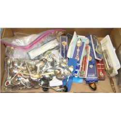 FLAT OF COLLECTOR SPOONS AND THIMBLES