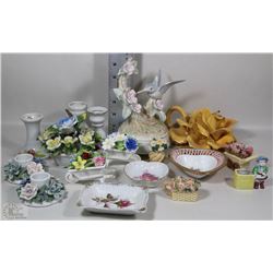 FLAT OF CHINA HAND PAINTED FLOWERS