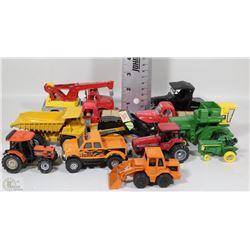 FLAT OF DIE CAST CARS INCL JOHN DEERE , TONKA