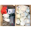 Image 1 : TWO BOXES WITH ASSORTED CHINA CUPS, SAUCERS, AND