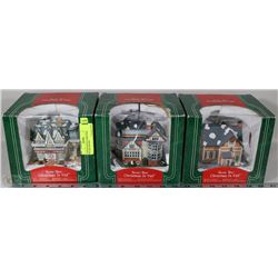 3 HAND PAINTED CHRISTMAS VILLAGE HOUSES