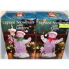 Image 1 : 2 LIGHTED SNOWMAN ORNAMENT
