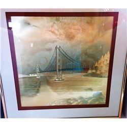 ETCHED FOIL GOLDEN GATE BRIDGE PICTURE
