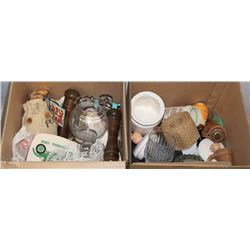 LOT OF 2 BOXES OF ASSORTED PORCELAIN & GLASS ITEMS