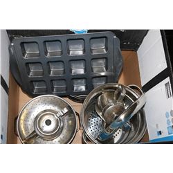 LOT OF ASSORTED SERVING DISHES INCL POTS & MORE