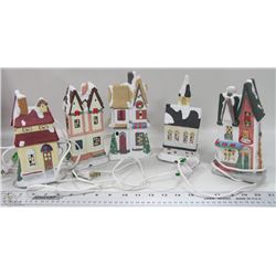 FLAT OF 5 CHRISTMAS PLUG-IN HOUSES