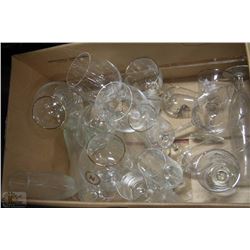 BOX OF WINE AND OTHER LIQUOR GLASSES