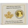 Image 1 : 31) RCM 2014 $5 PURE GOLD COIN. A CANADIAN