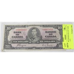 23) BANK OF CANADA $10 1937 GEM SERIAL NO. C.T.