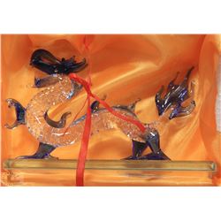 69) HAND MADE GLASS DRAGON BLUE