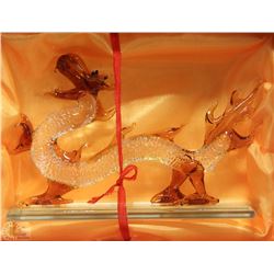 68) HAND MADE GLASS DRAGON BROWN