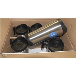 CASE OF 6 STAINLESS STEEL TRAVEL MUGS