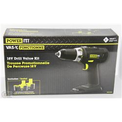 NEW POWER IT 18V DRILL VALUE KIT