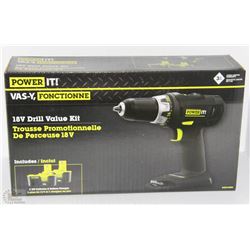 NEW POWER IT 18V DRILL VALUE KIT