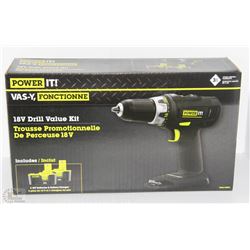 NEW POWER IT 18V DRILL VALUE KIT