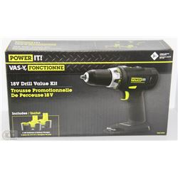 NEW POWER IT 18V DRILL VALUE KIT