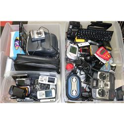 2 TOTES OF ASSORTED ELECTRONICS & GADGETS INCL