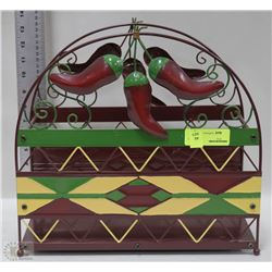 HOT PEPPER METAL ART CONDIMENT HOLDER