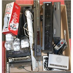FLAT OF ELECTRONICS INCL DVD PLAYER, CABLE BOX,