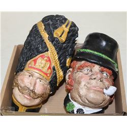 LOT OF 2 VINTAGE WALL HANGERS HEADS FIGURINES