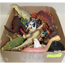 BOX FULL OF DINOSAUR & ANIMAL FIGURINES
