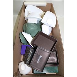 BOX W/JEWELLERY DISPLAYS, BOXES, ETC.