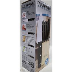 NEW FABREWARE 6 PC KNIFE SET WITH BLOCK