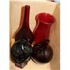 Image 1 : LOT OF "CRANBERRY" GLASS AND OTHER ORNAMENTS
