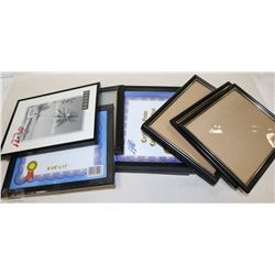 11 DOCUMENT FRAMES INCL 6 WOODEN AND 5 PLASTIC