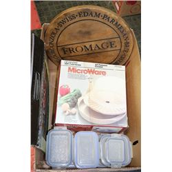 LARGE BOX W/NEW GLASS CHOP TOPPER