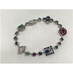 #1-STERLING SILVER GEMSTONE BRACELET