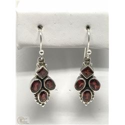 #2-STERLING SILVER GARNET EARRINGS