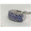 Image 2 : #3-STERLING SILVER TANZANITE RING SIZE 7.5