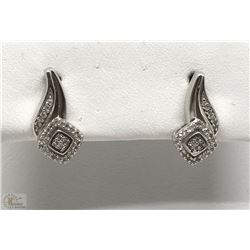 #4-STERLING SILVER DIAMOND EARRINGS
