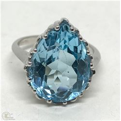 #8-STERLING SILVER LARGE BLUE TOPAZ RING SIZE 6.5