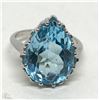 Image 1 : #8-STERLING SILVER LARGE BLUE TOPAZ RING SIZE 6.5
