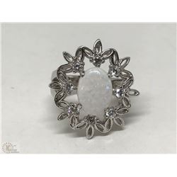 #10-STERLING SILVER OPAL & CZ RING SIZE 7