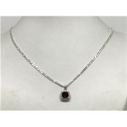 #12-STERLING SILVER GARNET NECKLACE