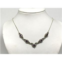 #14-STERLING SILVER AMETHYST NECKALCE