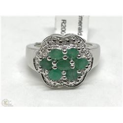 #15-STERLING SILVER EMERALD RING SIZE 7