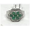 Image 1 : #15-STERLING SILVER EMERALD RING SIZE 7