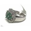 Image 2 : #15-STERLING SILVER EMERALD RING SIZE 7