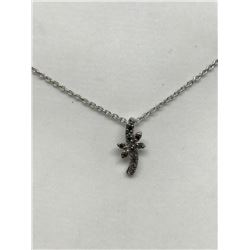 #18-STERLING SILVER DIAMOND NECKLACE